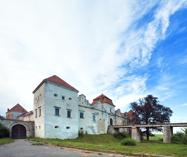 Summer evening view of Svirzh Castle (Lviv Oblast, Ukraine. Built in XV-XVII th century.)