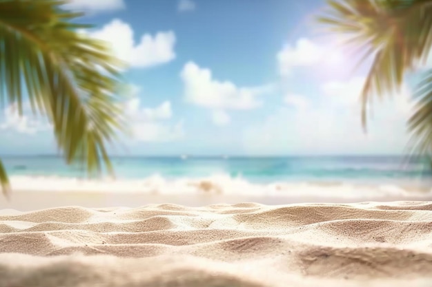 夏のエキゾチックな砂浜 背景の棕<unk>と海