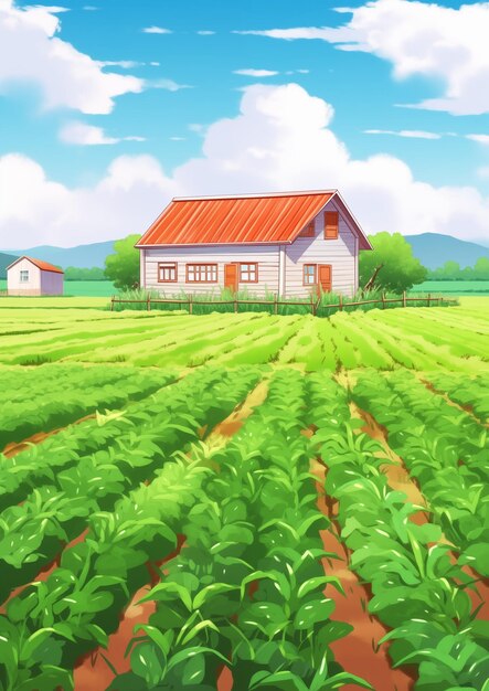 Summer Farm Fields Illustration