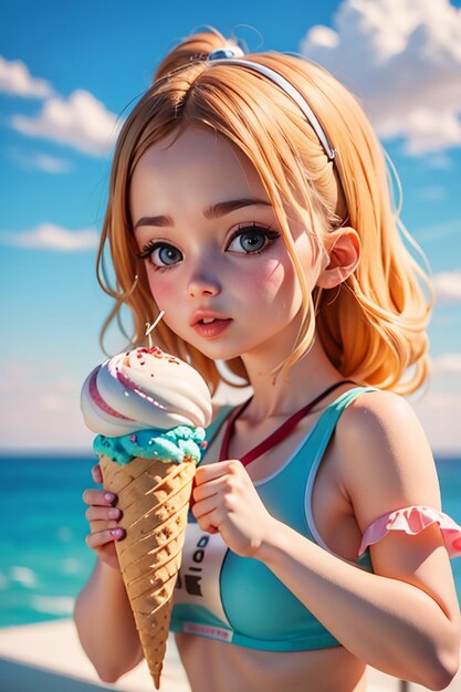 Summer favorite ice cream cone is delicious creamy sorbet cool gourmet wallpaper background