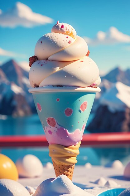 Summer favorite ice cream cone is delicious creamy sorbet cool gourmet wallpaper background