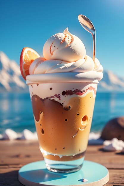 Summer favorite ice cream cone is delicious creamy sorbet cool gourmet wallpaper background