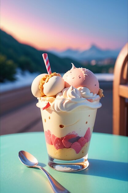 Summer favorite ice cream cone is delicious Creamy Sorbet Cool gourmet wallpaper background