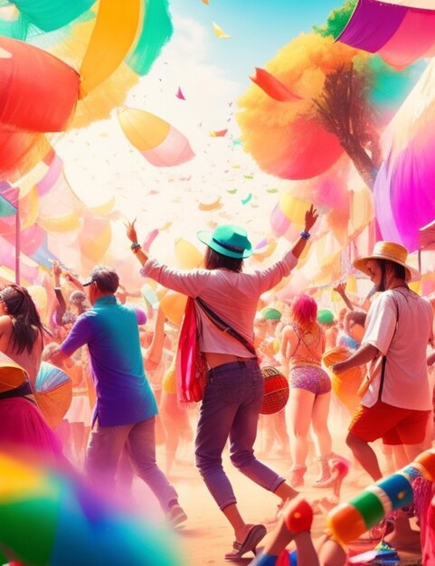 A summer festival with vibrant colors and lively music