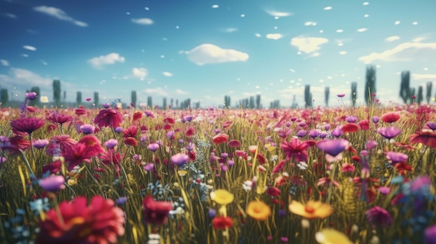 Summer field background Illustration AI GenerativexA