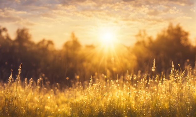 Summer field at sunset