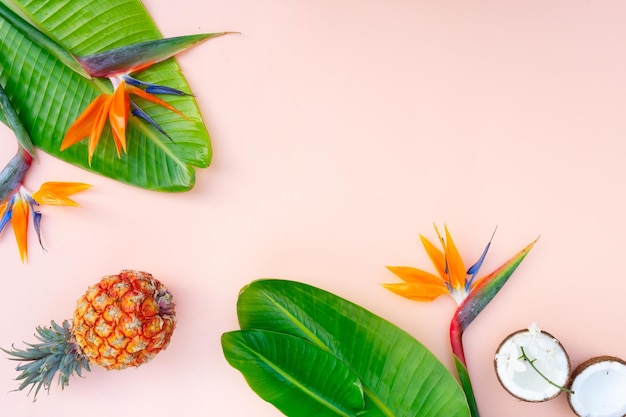 Summer flat lay scenery on white boards