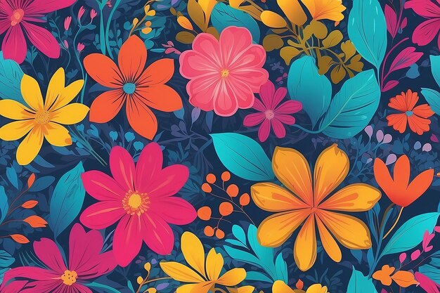 Summer floral bright background for text Illustration AI Generative