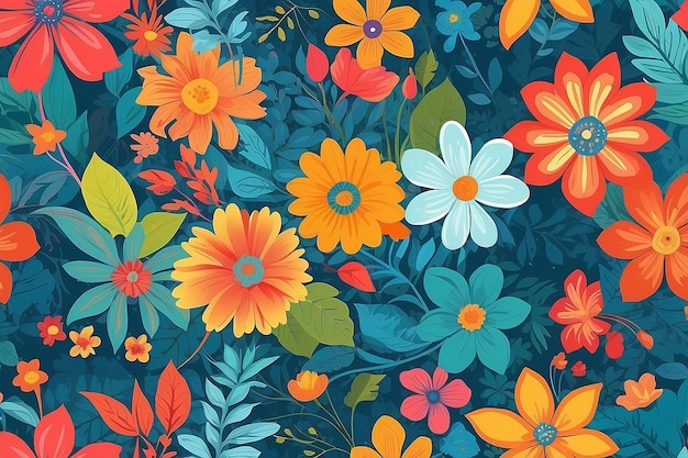 Summer floral bright background for text Illustration AI Generative