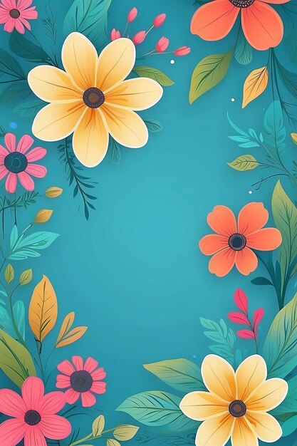 Summer floral bright background for text Illustration AI Generative