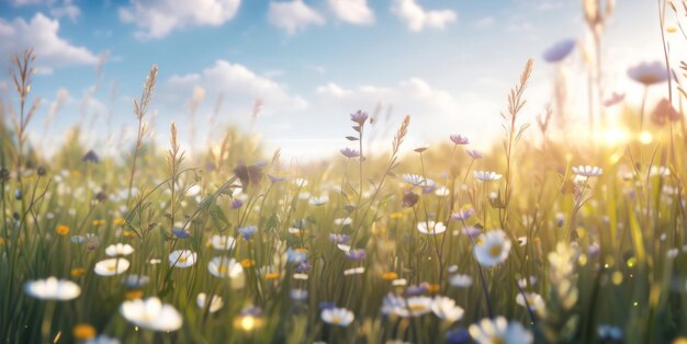 Summer floral meadow Illustration AI GenerativexA