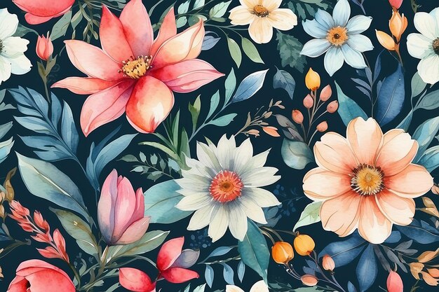 Summer floral pattern looking like unfinished watercolors perfect for textiles and decoration