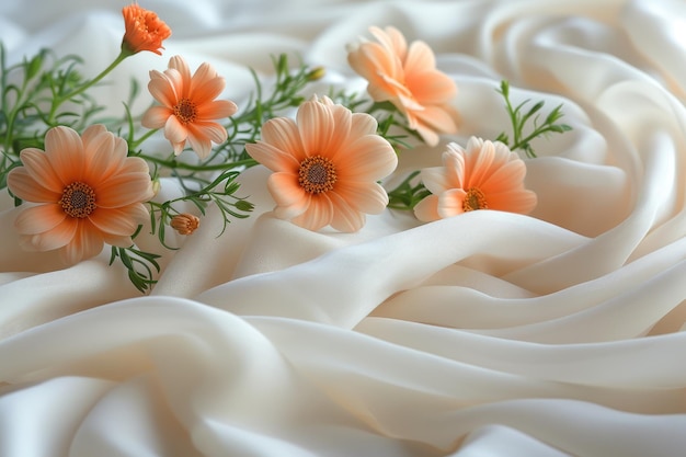 summer flowers on cotton fabric for background professional photography