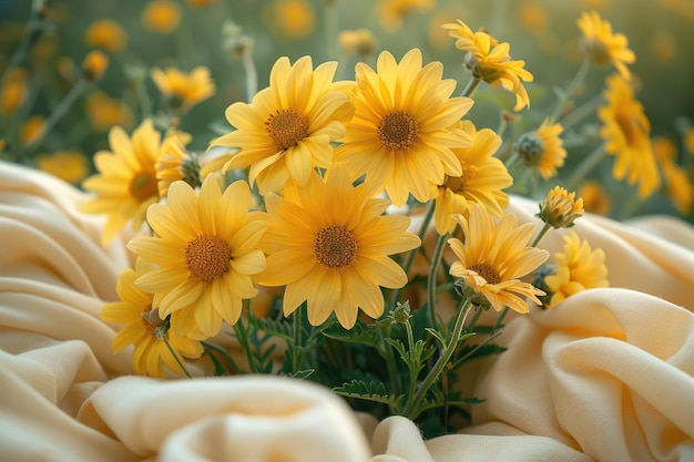 夏の花は綿の布で 背景のプロの写真を撮るために