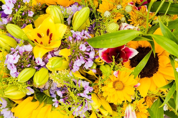 Summer flowers at the local farmer's  market.