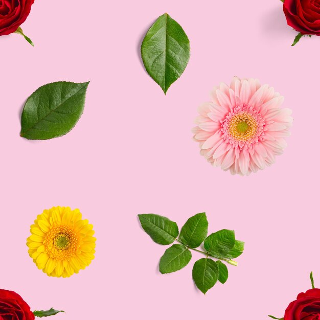 Foto fiori estivi modello senza cuciture gerbera e rosa