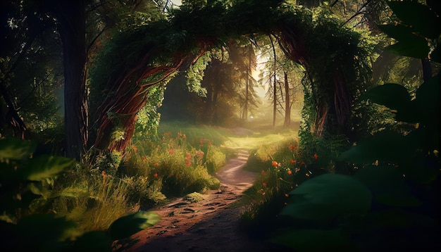 Summer forest background Illustration AI GenerativexA