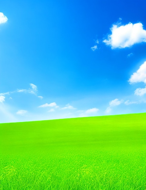 Photo summer fresh blue sky and grass close to nature background