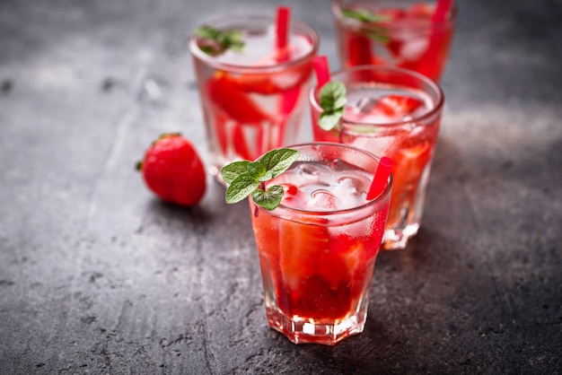 Summer fresh drink strawberry lemonade