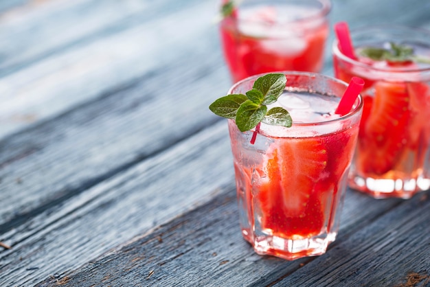 Summer fresh drink strawberry lemonade
