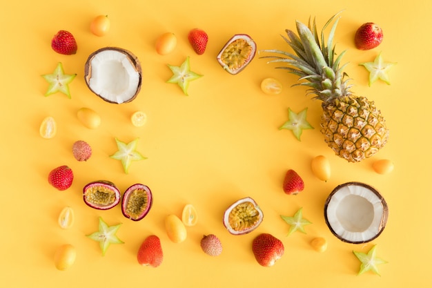 Summer fruit flatlay composition