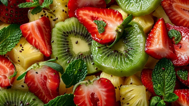 Summer Fruit Salad with Strawberries Kiwi and Pineapple