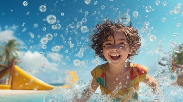Photo summer fun and water play background