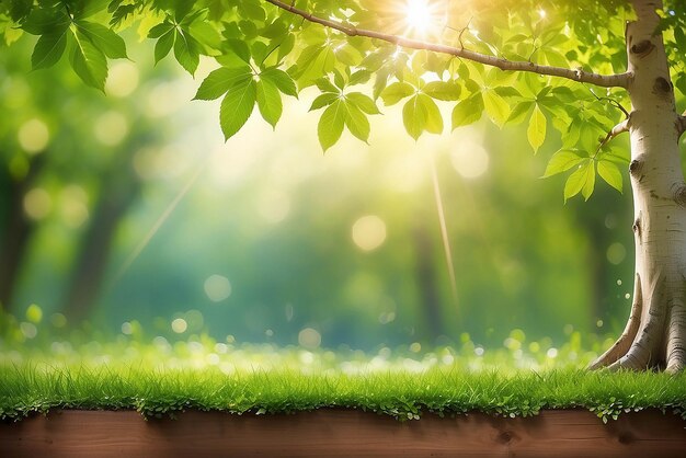 Photo summer garden beauty seasonal backgrounds with beech tree and shiny bokeh