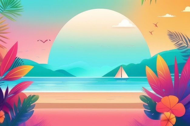 Summer Gradient Bliss Vibrant Background Illustration