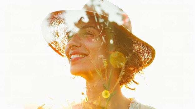 Photo summer happiness through double exposure