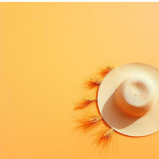 Photo summer hat in orange background