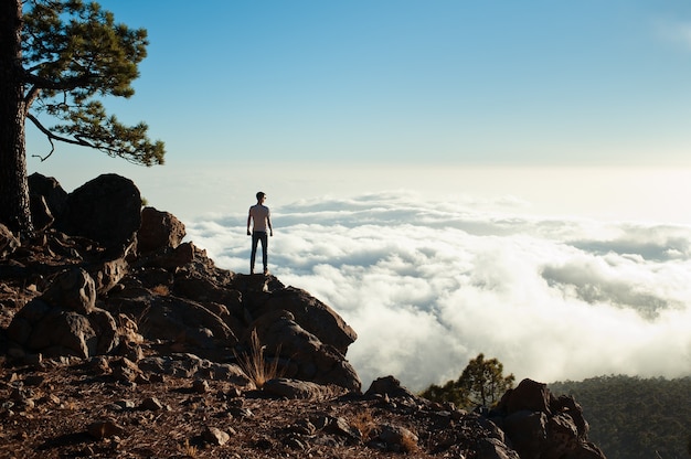 Summer hiking in mountains