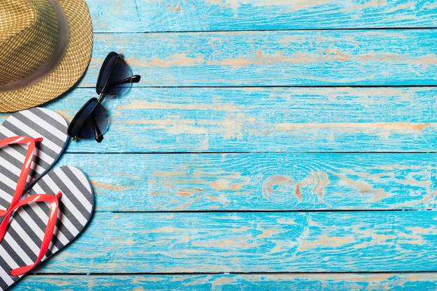 Summer holiday background with beach items