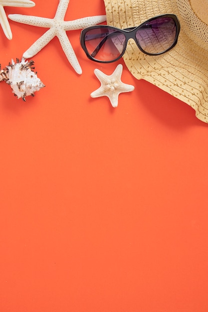 Summer holiday vacation concept orange background