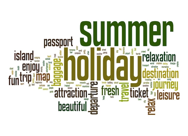Summer holiday word cloud