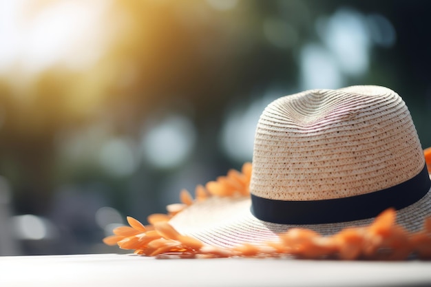 Summer holidays a hat and sun Created with generative AI technology