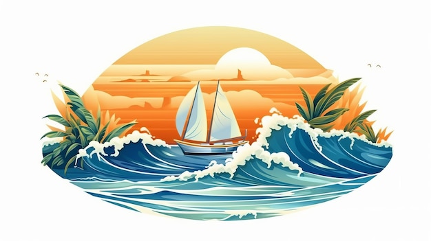 Summer the hottest season Sea vector illustration White background scene Generative AI
