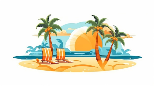 Summer the hottest season Sea vector illustration White background scene Generative AI