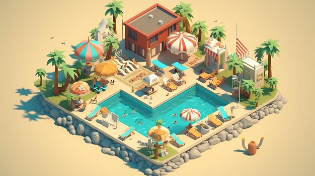 Summer the hottest season summer Illustration Isometric Generative AI