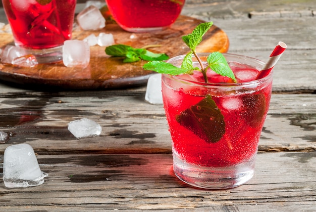 Summer iced red drink - tea or juice