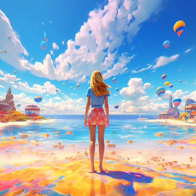 Summer illustration beach beautiful summer generated ai