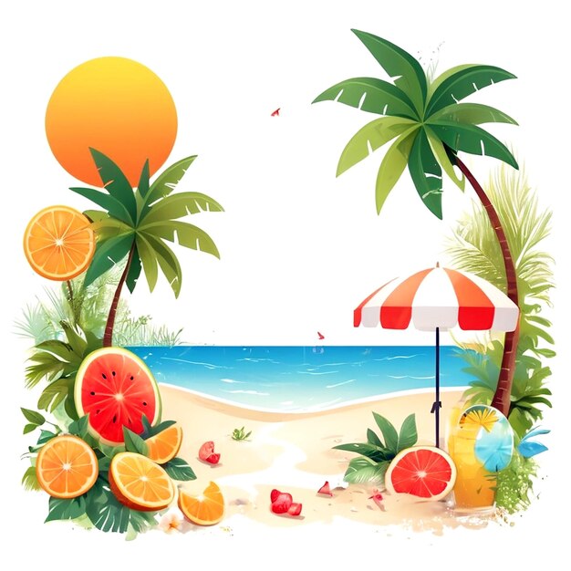 Summer Illustration On White Background