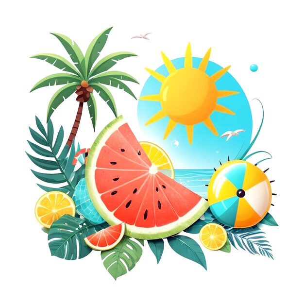 Summer Illustration On White Background