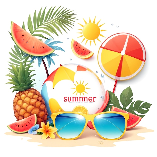 Photo summer illustration on white background