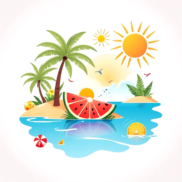 Summer Illustration On White Background