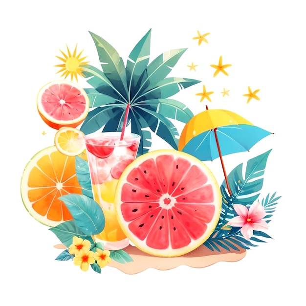 Summer Illustration On White Background