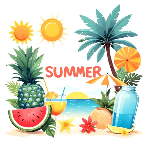 Summer Illustration On White Background