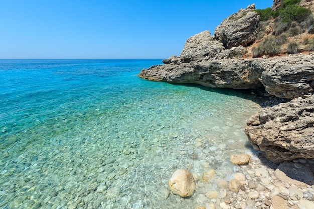 Photo summer ionian sea rocky coast view drymades beach albania