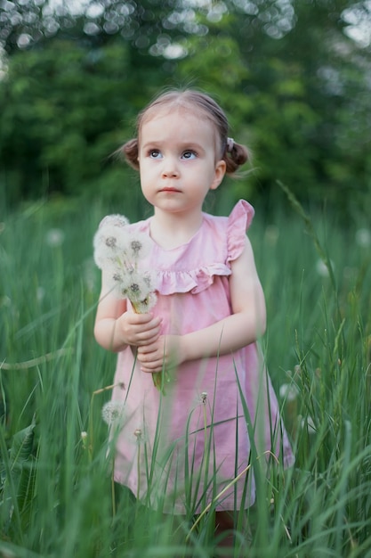 Summer Joy is a cute little girl blowing a dandelion.