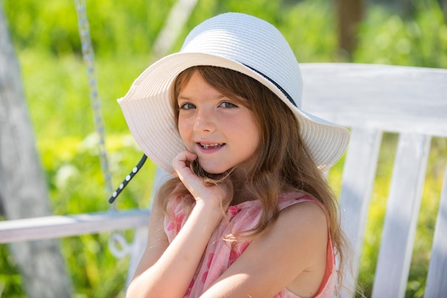 Summer kids girl outdoor child cute face